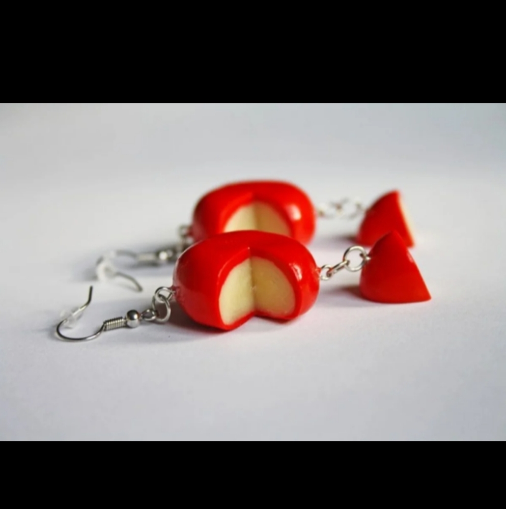 BabyBel Cheese Slice Earrings, Handmade Jewelry
